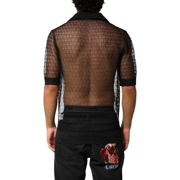 Dolce & Gabbana Black Sheer Short Sleeves Casual PoloMen's Top
